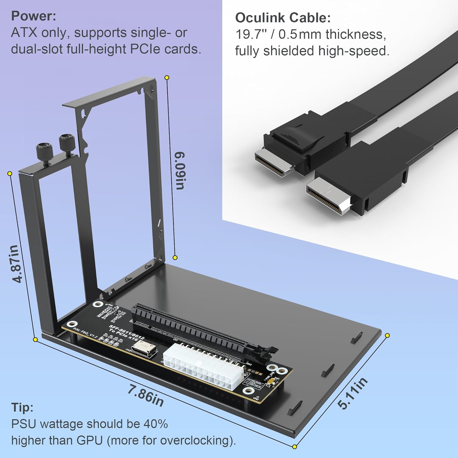 PCIe 4.0 X4 64Gbps EGPU Dock w - đánh giá và giá Oculink Gpu Dock Station